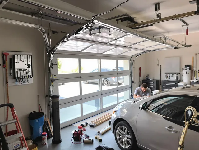 Garage door noise reduction service by Lincoln Garage Door Repair in Lincoln