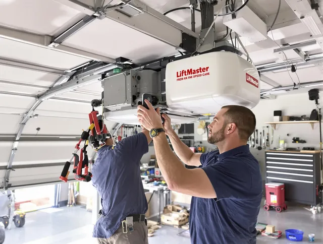 Lincoln Garage Door Repair technician performing advanced diagnostics on garage opener in Lincoln